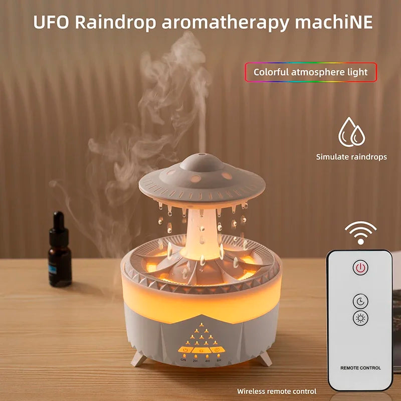 UFO Rain Cloud Humidifier Water Drip, Essential Oil Diffuser, 230Ml Cloud Humidifier Rain Drop, Mushroom Smart Air Humidifier