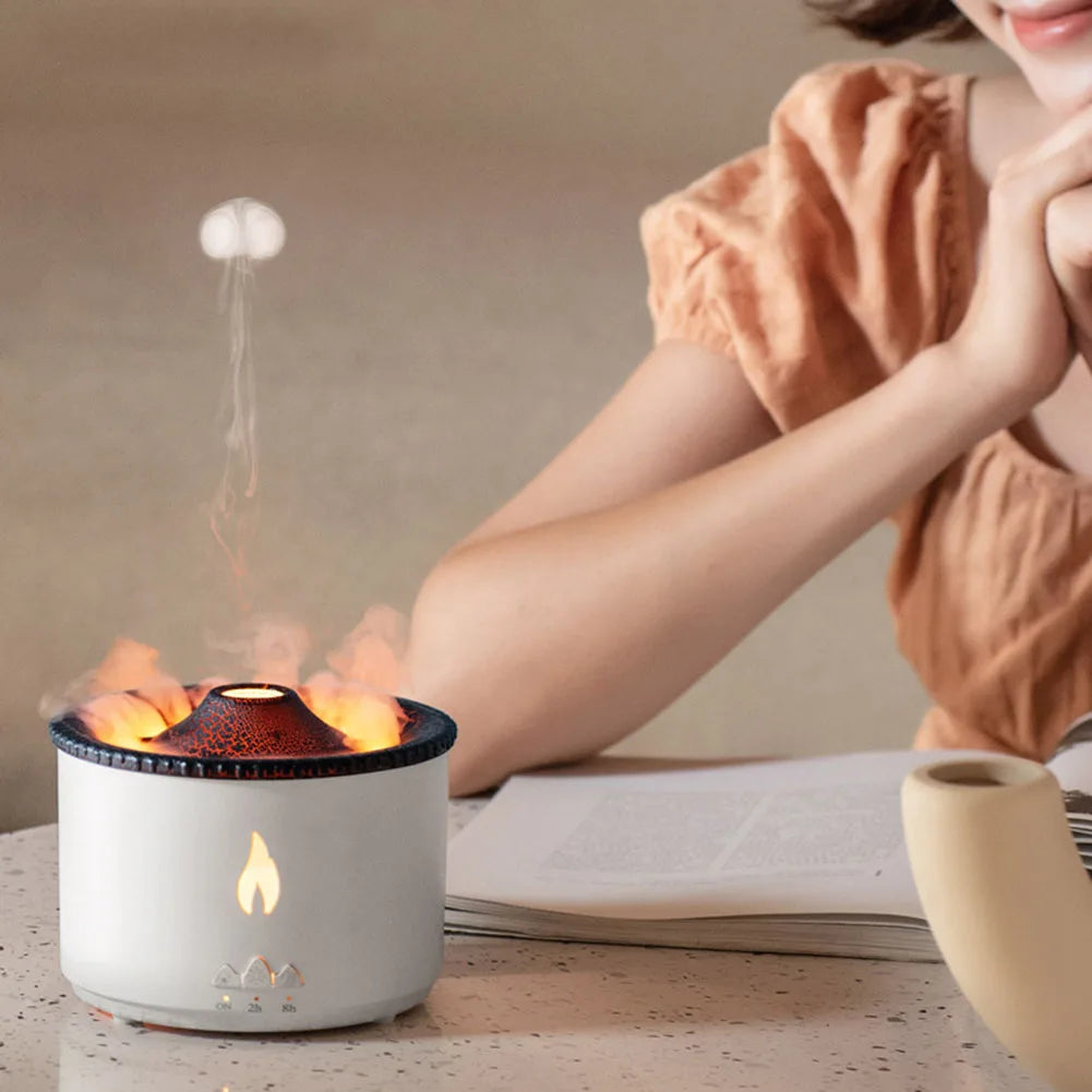 Home Desktop Flame Air Humidifier 360ML Aroma Diffuser Lava Volcano Design Flame Effect Fragrance Machine