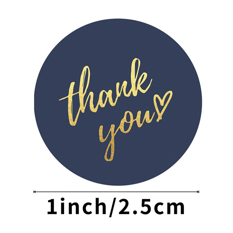 50-500Pcs 1Inch Blue Thank You Stickers for Envelope Sealing Labels Stationery Supplies Handmade Wedding Gift Decoration Sticker